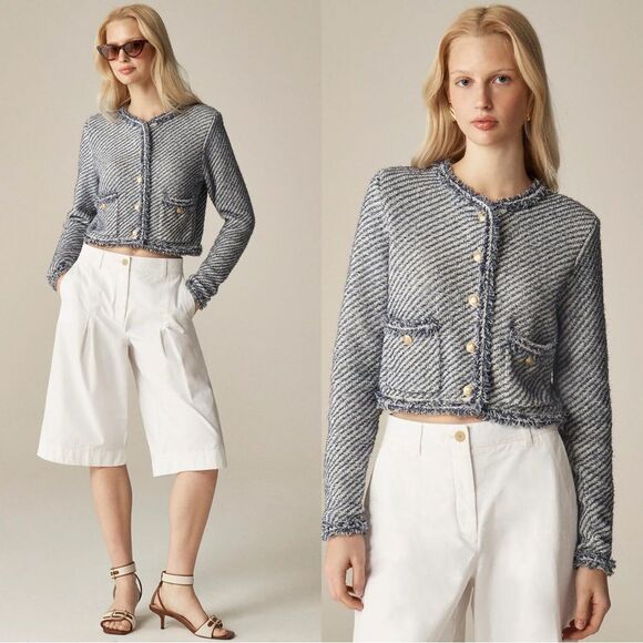 NWT J CREW Collection cropped lady jacket in textured cotton - Picture 1 of 9